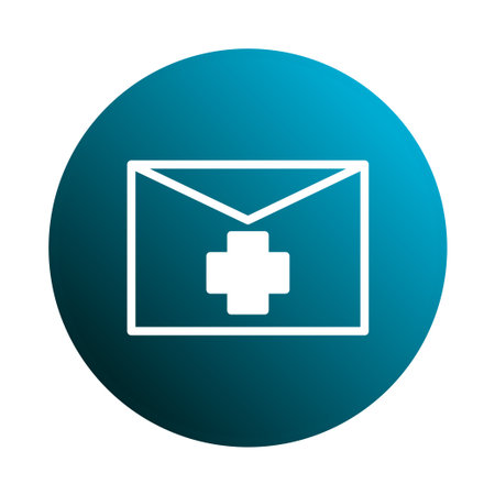 A medical envelope symbol with a cross indicates healthcare communication and important health notifications.のイラスト素材