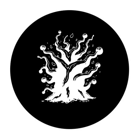 This abstract spooky tree design features tentacles resembling veins, making it ideal for Halloween themes and various design projects. Its eerie and bizarre aesthetic adds a unique touch.のイラスト素材
