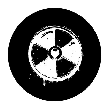 A graphic illustration of the radioactive hazard symbol, representing nuclear radiation and...