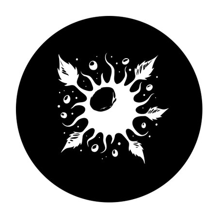 An abstract botanical sun with a floral design in black background, simple illustration for textile, tatoo, and etcのイラスト素材