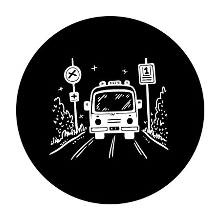 Hand drawn illustration of a retro taxi car driving on a street at night in black and white style. Ideal for transportation, vintage design projects.のイラスト素材