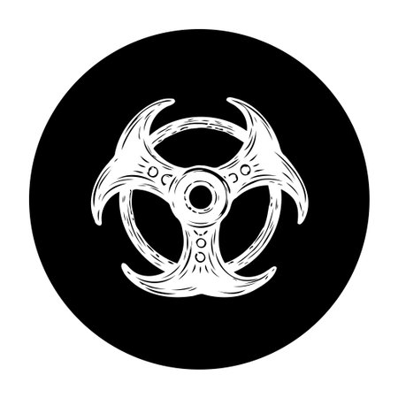 A black and white biohazard symbol evokes a sense of danger. It serves as a caution about potential risks.のイラスト素材