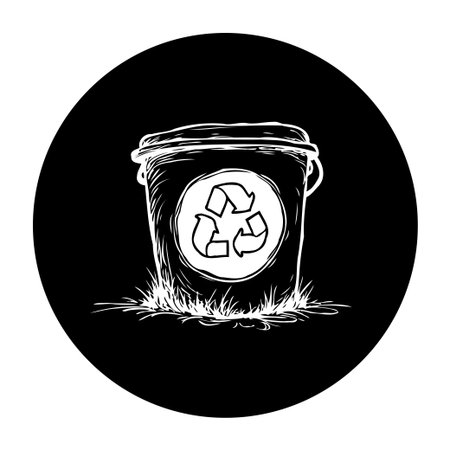 Hand-drawn recycle bin illustration representing eco-friendly waste management. Promotes sustainable practices, conservation efforts, and environmental consciousness for a healthier planet.のイラスト素材