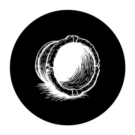 An artistic monochrome depiction of an ancient amulet symbol within a black circle, representing spiritual protection and historical charm. Ideal for cultural or mystic themes.のイラスト素材