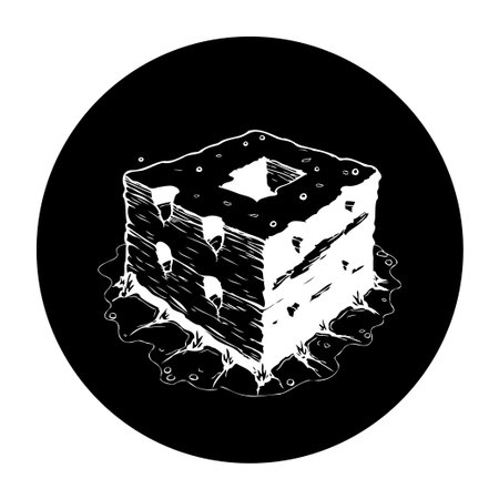 Minimalist black and white illustration of a melting ice cube, representing abstract concepts. Clean lines and contrast are used to create a modern, artistic image.のイラスト素材