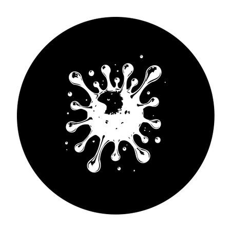 An abstract white ink blot on a black background is a minimal vector illustration. It's a simple, elegant graphic art element for various creative designs.のイラスト素材
