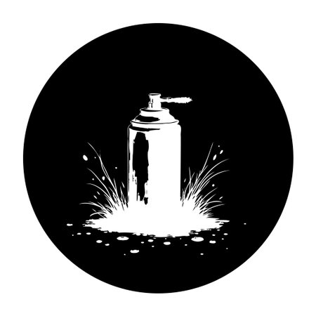 A monochrome illustration of a spray paint can, creatively designed for a modern and urban feel. Ideal for artistic projects.のイラスト素材