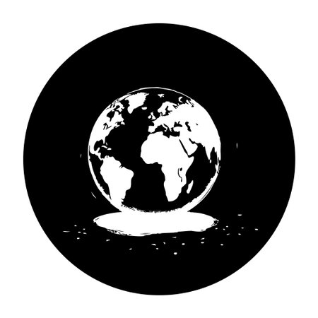 A black and white image of the Earth globe, conveying the threat of melting ice and climate change, symbolizing environmental concerns and the need for conservation.のイラスト素材