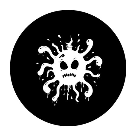 A spooky halloween virus monster with tentacles and creepy eyes, perfect for themed designs, and horror art. It is a scary monster graphic.のイラスト素材