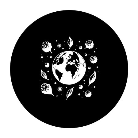 Illustration of Earth globe encircled by leaves and plants conveys environmental awareness, ecological balance, and the importance of sustainable living for a healthy planet.のイラスト素材