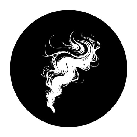 Elegant smoke trail effect vector art illustration. White smoke art illustration on a black circle backdrop, perfect for designers and creators, can be used for multiple purposesのイラスト素材