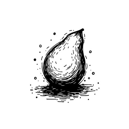A hand-drawn illustration of a fig, created with delicate ink strokes and artistic style. It showcases the natural beauty and simplicity of this fruit.のイラスト素材