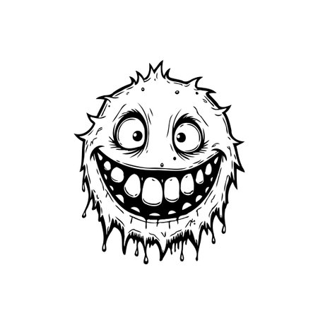 A cartoon monster smiles, showcasing a playful and humorous character design. Its toothy grin and expressive eyes bring a whimsical touch to the illustration.のイラスト素材