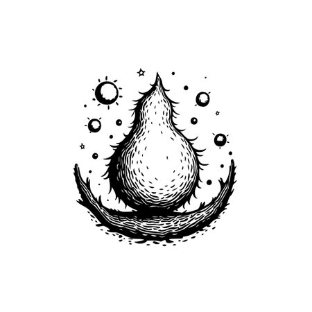 A surreal illustration of a cosmic entity adorned with celestial ornaments, evoking a sense of otherworldly existence and dreamlike wonder, minimalist, black and whiteのイラスト素材