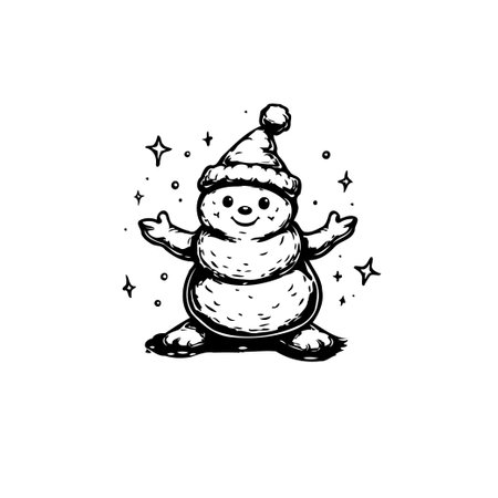 A cute and simple drawing of a snowman. Perfect for adding a festive touch to your holiday projects. Merry christmas!のイラスト素材