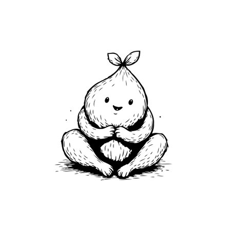 This adorable illustration depicts a cute creature with leaf antenna, creating a whimsical and heartwarming feeling. Perfect for children's books and designs.のイラスト素材