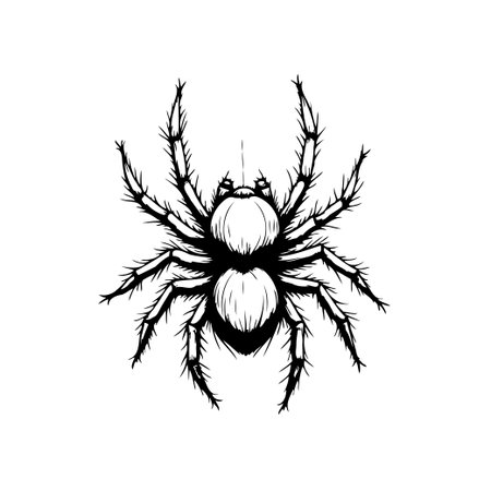 This is an illustration of a spider on a white background, it is a creepy and scary design that is very detailed and it can be used for halloween.のイラスト素材