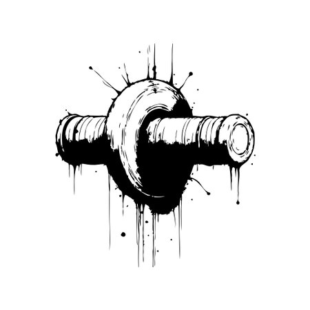 A black and white abstract illustration of a knot, stylized with ink splatters and grunge texture, conveys a sense of binding and connectivity.のイラスト素材