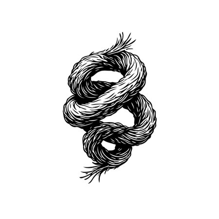 Monochrome vintage drawing of a twisted rope depicting eternity and a strong connection. This everlasting knot of destiny is a perfect symbol.のイラスト素材