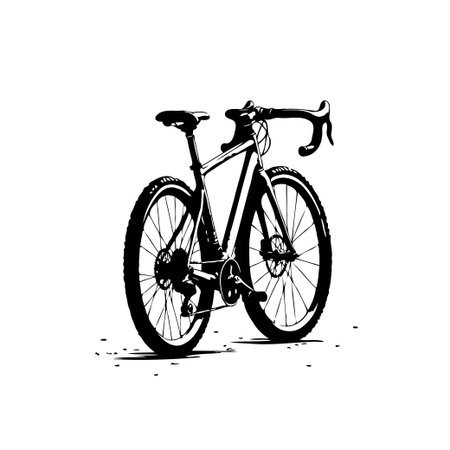 A striking black and white illustration of a bicycle evokes a sense of freedom and adventure. Perfect for themes related to fitness, outdoor activities, and healthy lifestyle promotion.のイラスト素材