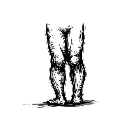 This detailed sketch features the lower portion of human legs, showcasing anatomical accuracy and artistic skill. Perfect for educational or medical resources, illustrating the complexity of human anatomy.のイラスト素材