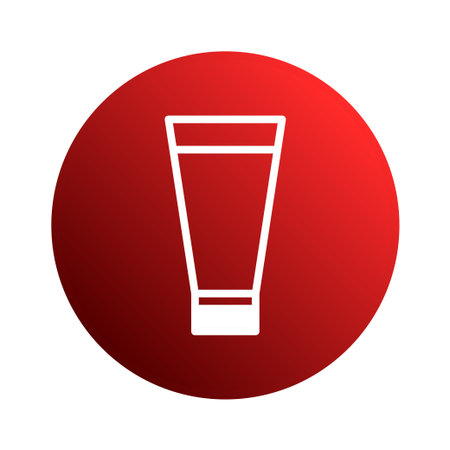 A minimalist icon of a drink glass within a red gradient circle, suitable for use in branding or advertising materials. The design is simple and modern.のイラスト素材