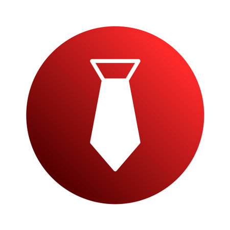 A stylish necktie icon displayed on a vibrant red circle, perfect for use in corporate branding and fashion-related projects.のイラスト素材