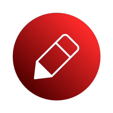 A stylish pencil edit icon is displayed on a red background, suitable for design projects and creative applications.のイラスト素材