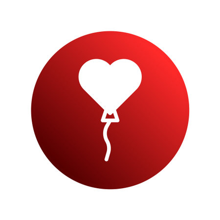 An icon featuring a heart-shaped balloon within a red circle, symbolizing love and celebrations. Perfect for Valentine's Day or expressing affection in a simple graphic design.のイラスト素材