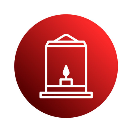 A red circle icon featuring a white lantern graphic design, perfect for adding a touch of warmth and brightness to your projects.のイラスト素材