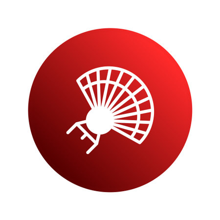 An abstract representation of futuristic technology is visually depicted in a captivating minimalistic graphical design. The image showcases a white radar screen icon set against a red circular background, symbolizing modern communication systems.のイラスト素材