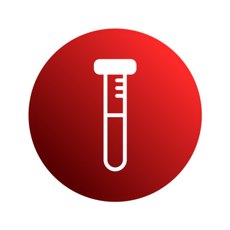 An illustration of a white test tube on a red background, suitable for scientific research, medical, or healthcare related projects. Represents laboratory work, analysis, and experimentation.のイラスト素材