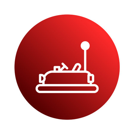 A simple and clean illustration of a white bumper car icon centered on a red gradient circle, perfect for adding a touch of fun and nostalgia to any design or marketing campaign.のイラスト素材