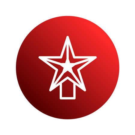 A festive five-pointed star decoration stands out on a vibrant red gradient circular background, perfect for holiday celebrations. This eye-catching graphic element adds a touch of elegance to any design.のイラスト素材