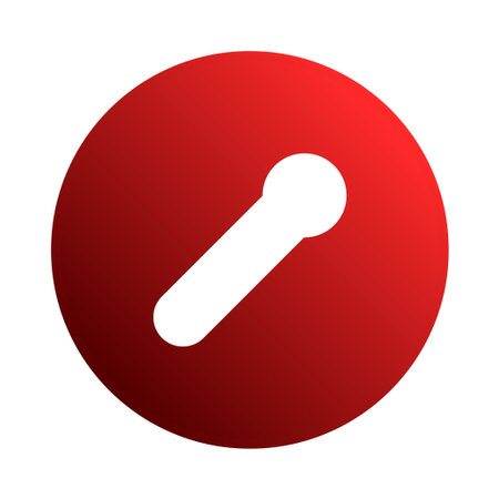 Simple icon of a microphone in red and white. Suitable for use in various digital projects and presentations related to sound, audio and voice.のイラスト素材