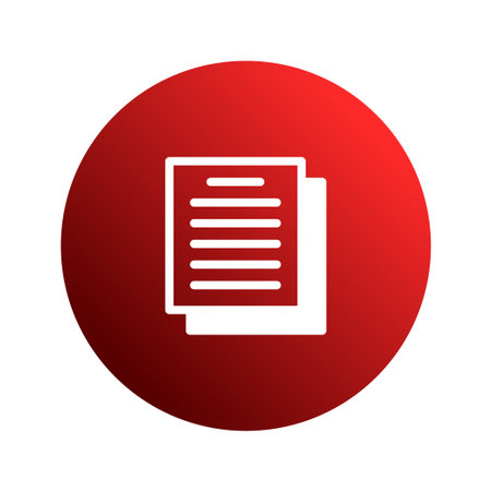 A clean and modern document icon displayed within a red circle. Illustrates file sharing, backup solutions, and digital document management for various applications.のイラスト素材