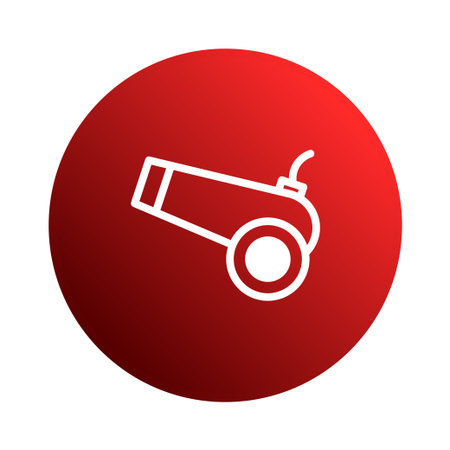 An illustration of a cannon symbol isolated on a red gradient circle background. This vector graphic is perfect for use in projects related to graphics and apps.のイラスト素材