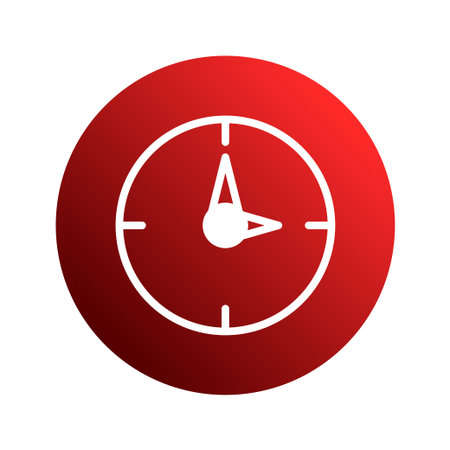 Conceptual illustration of a clock, set against a vibrant red gradient background, symbolizing the urgency and importance of managing time effectively.のイラスト素材