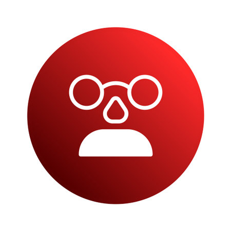 A red circle containing a simple white graphic depicting a sad face. The face uses basic shapes to convey frustration or displeasure.のイラスト素材