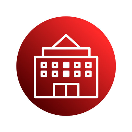 This minimalistic building icon conveys a sense of modern architecture and corporate identity. Suitable for various applications related to real estate, business, and urban development.のイラスト素材