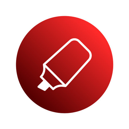 A minimalist red and white icon of a marker, suggesting highlighting or emphasizing text, suitable for various design and educational purposes.のイラスト素材