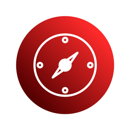 A minimalist illustration of a compass icon in a gradient red circle, symbolizing navigation, direction, and exploration. Ideal for travel and adventure related designs.のイラスト素材