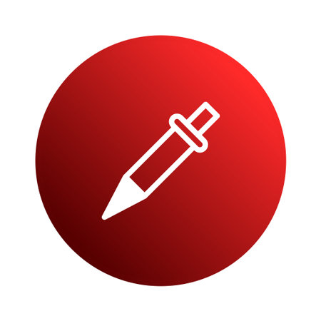 An illustration features a white eye dropper icon within a red circle. The background is white. The style is simple and clean, making it suitable for various design projects.のイラスト素材