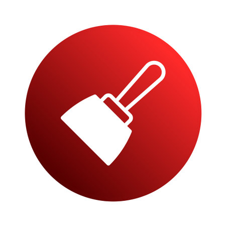 A minimalist illustration of a white spatula on a vibrant red circular background, suitable for cooking or design-related themes.のイラスト素材