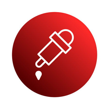 An illustration of a white line art pipette inside a gradient red circle, conveying concepts of science and laboratory work.のイラスト素材