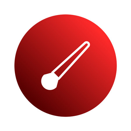 A simple illustration of a makeup brush icon placed on a gradient red circle, perfect for beauty and cosmetic-related designs.のイラスト素材