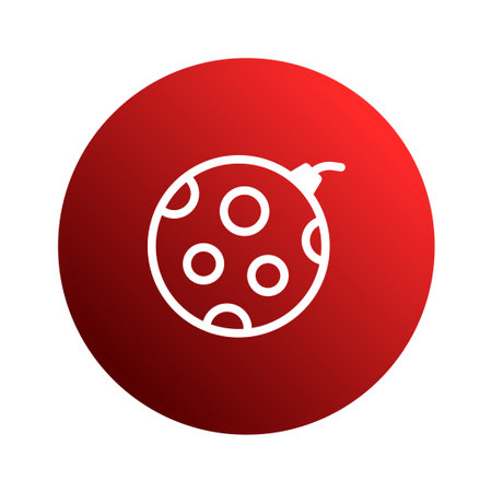 A modern and abstract Christmas ornament icon on a vibrant red background. Perfect for festive designs, holiday decorations, or seasonal graphics, the minimalist style ensures a clean, elegant look.のイラスト素材