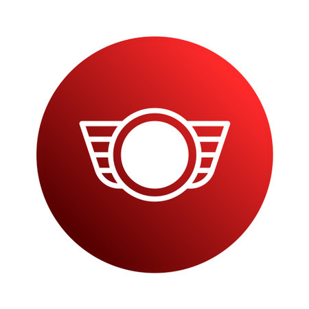 A striking red circular emblem featuring stylized white wings. This clean and modern design is perfect for logos, branding, and abstract concepts.のイラスト素材