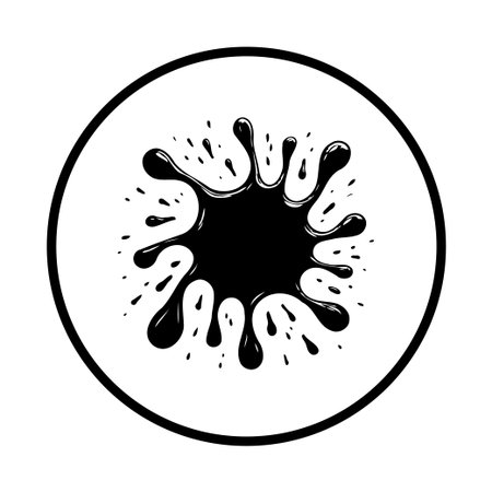 A minimalist black ink blot inside a circle, great for logos, icons, or abstract design projects. Its versatile design adds a creative flair.のイラスト素材