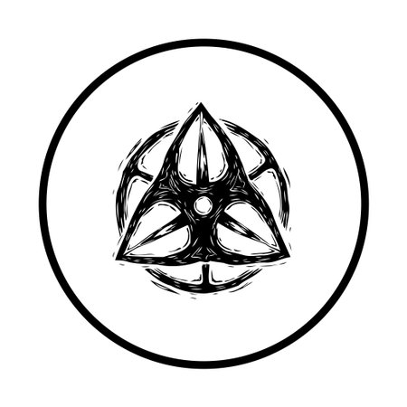 A black and white vector illustration depicts a toxic danger symbol, indicating potential hazards and risks. This design serves as a warning and promotes awareness regarding safety measures.のイラスト素材